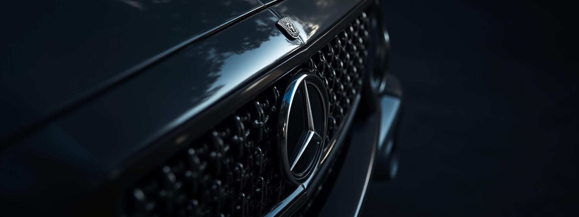Stilisert nærbilde av en elegant luksusbilgrill med glitrende detaljer